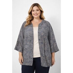 Catherines Womens 3X‎ Open Front Boho Chic Paisley Jacket Lightweight Layering